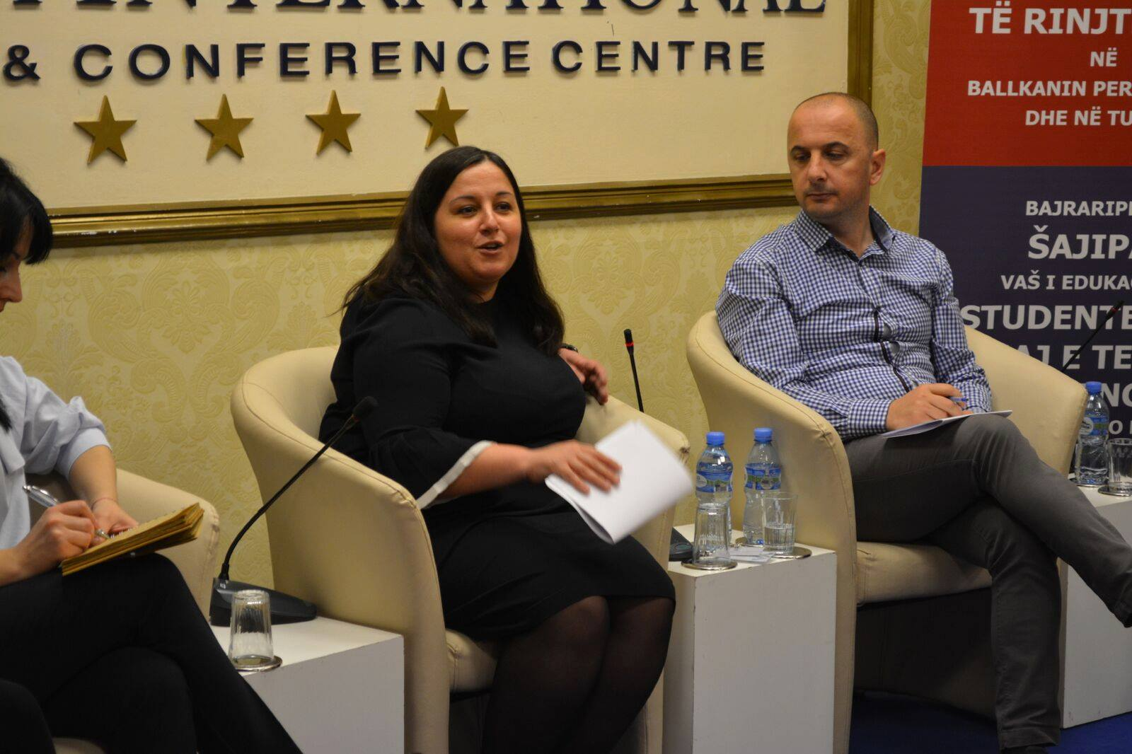 Panellists at a conference on education for Roma students in the Balkans